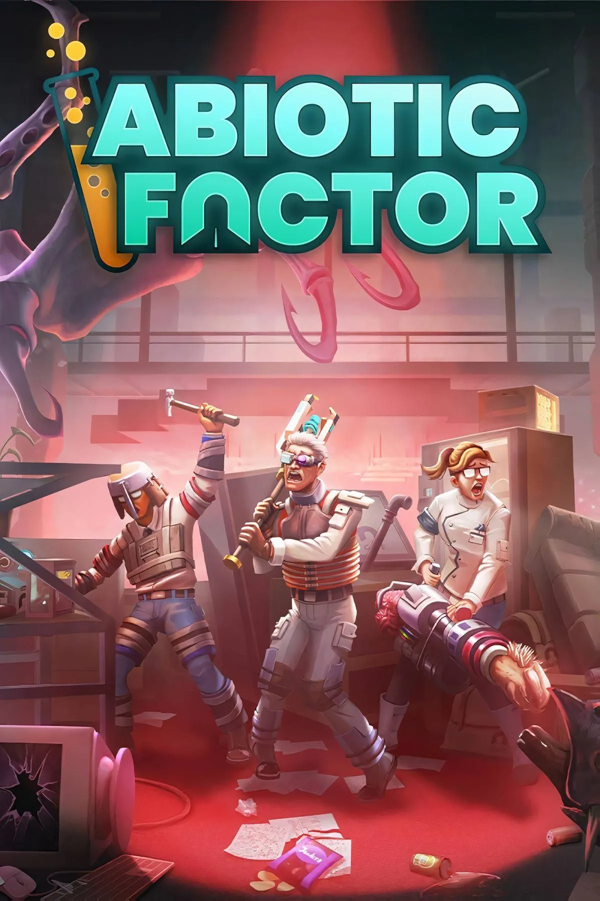 Hình ảnh bìa game Abiotic Factor, thể hiện nhân vật nhà khoa học trong môi trường sinh tồn khắc nghiệt của cơ sở nghiên cứu GATE.