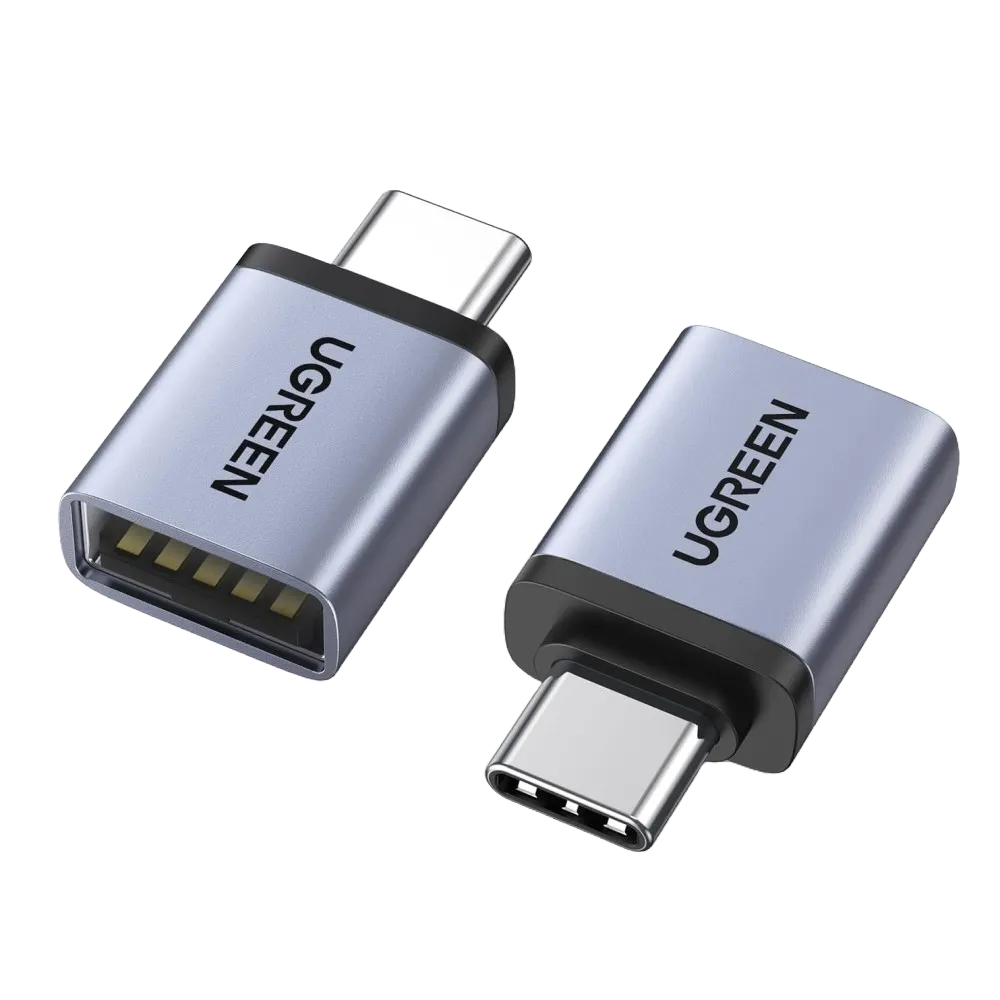 Hình ảnh danh sách các tính năng và lợi ích của Adapter UGREEN USB-C to USB-A, nhấn mạnh khả năng tương thích và tốc độ cao.