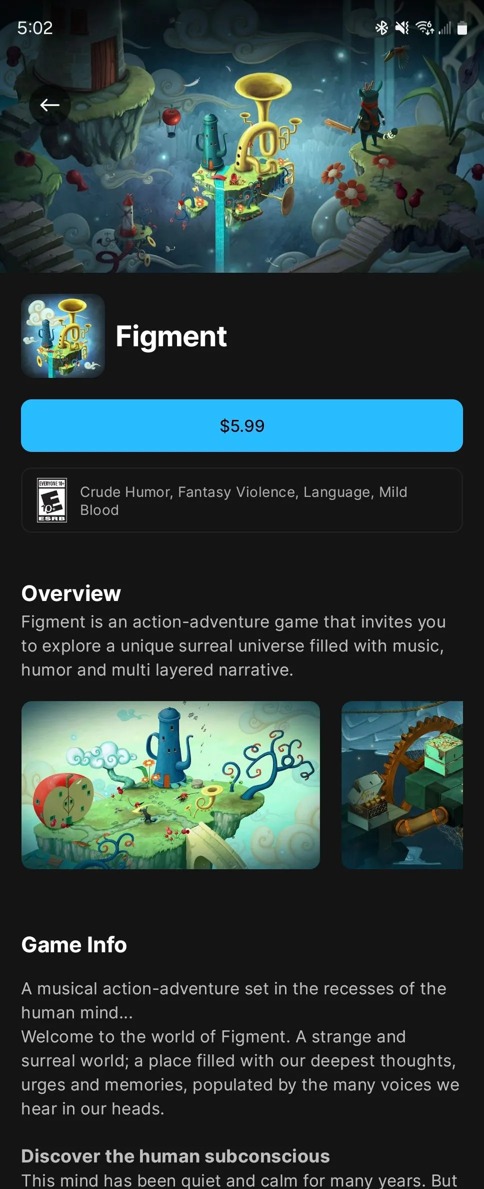 Hình ảnh game Figment, một tựa game di động nổi bật có mặt trên Epic Games Store dành cho Android.