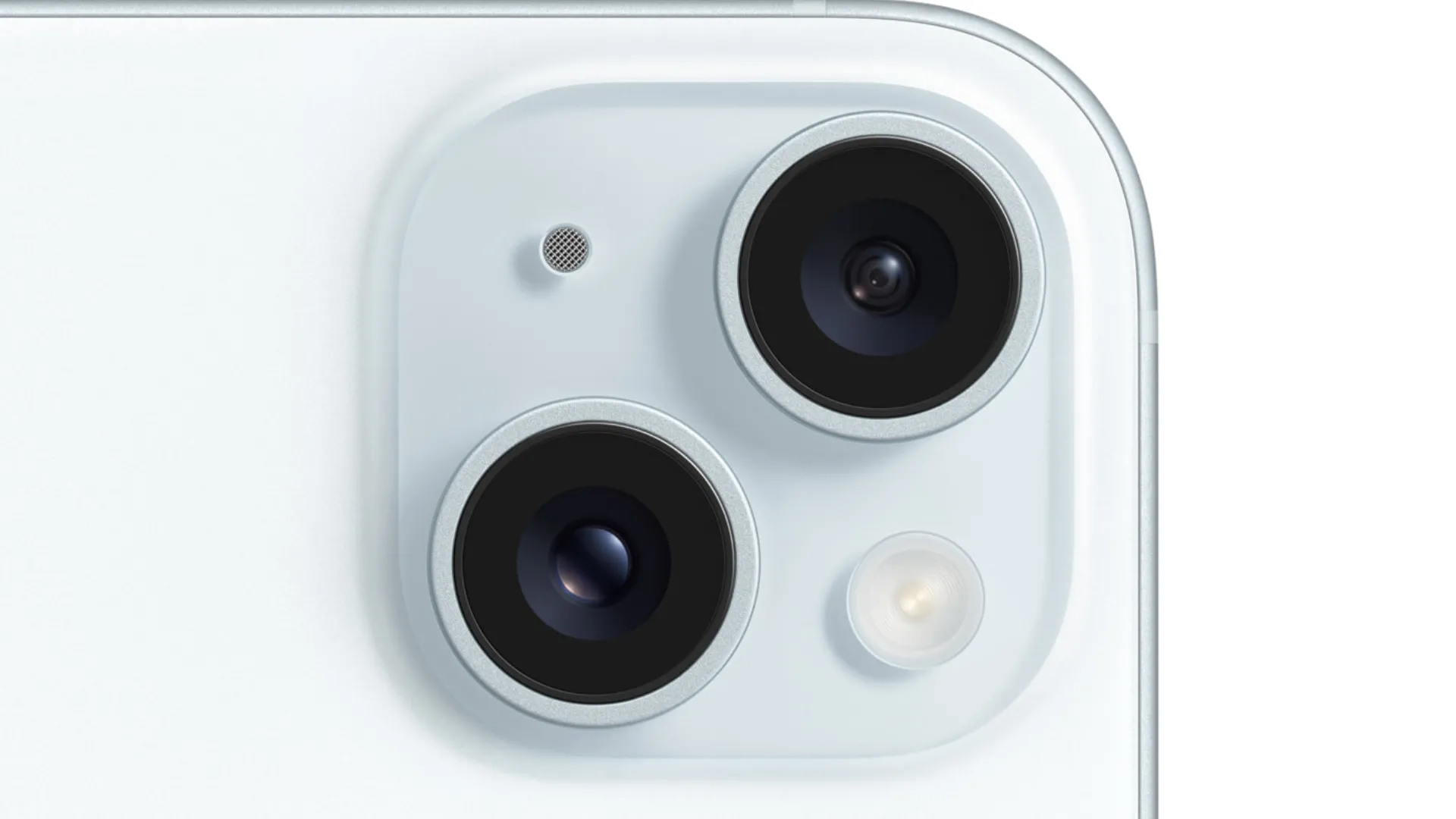 Hình ảnh iPhone 15 thể hiện cụm camera sau và mặt lưng kính màu sắc