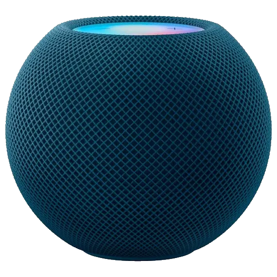 Hình ảnh loa HomePod mini màu đen của Apple, với thiết kế nhỏ gọn và bề mặt vải lưới đặc trưng.