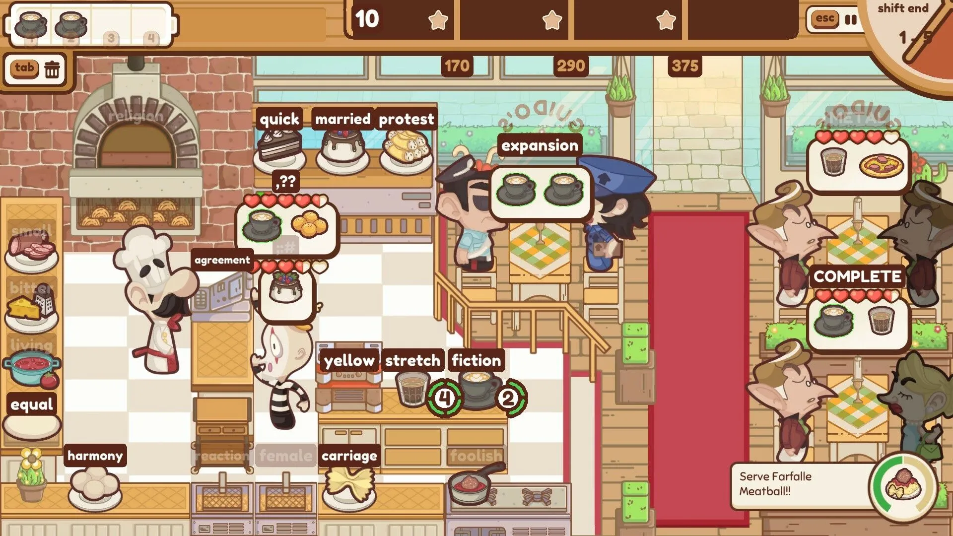 Hình ảnh lối chơi của game quản lý nhà hàng The Chef's Shift.