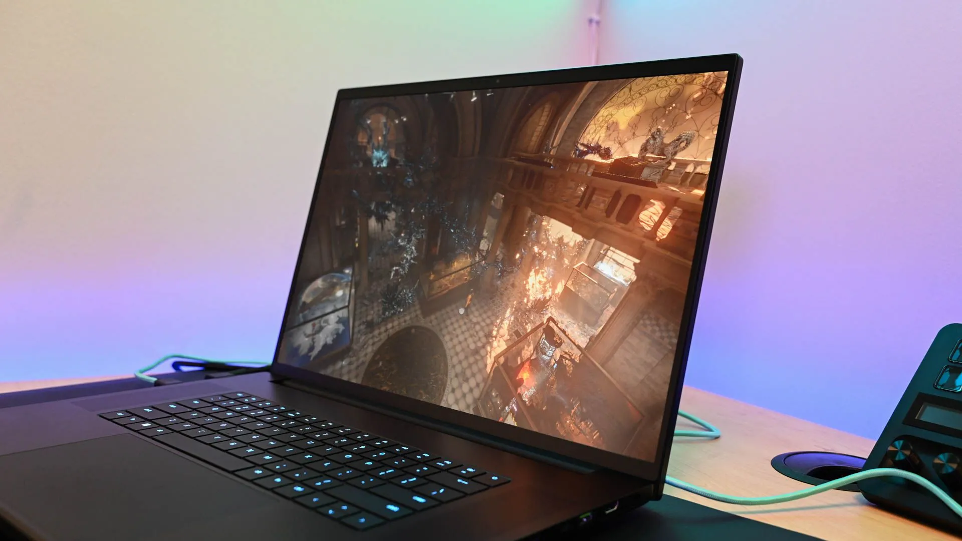 Kết quả benchmark 3DMark TimeSpy đang chạy trên Razer Blade 18, minh họa quá trình kiểm tra áp lực card đồ họa.