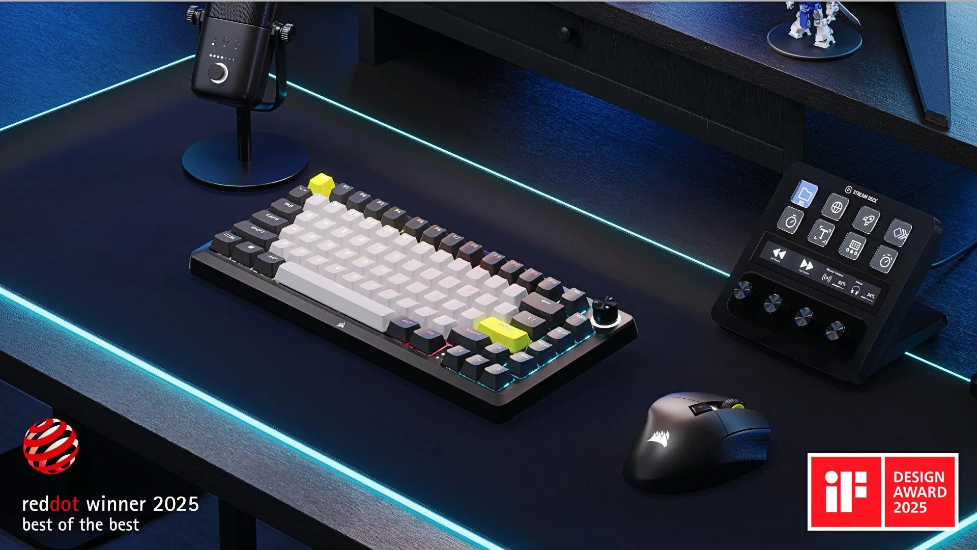 Kit bàn phím Corsair MAKR 75 Barebones Keyboard Kit đã lắp ráp, cho phép tùy biến cao và điều khiển qua web.