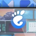 Logo GNOME và các bản phân phối Linux trên màn hình hiển thị, đại diện cho khả năng tùy biến desktop của Bazzite OS.
