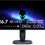Màn hình gaming Alienware AW2725Q 27 inch hiển thị màu sắc sống động và thiết kế hiện đại trên bàn làm việc