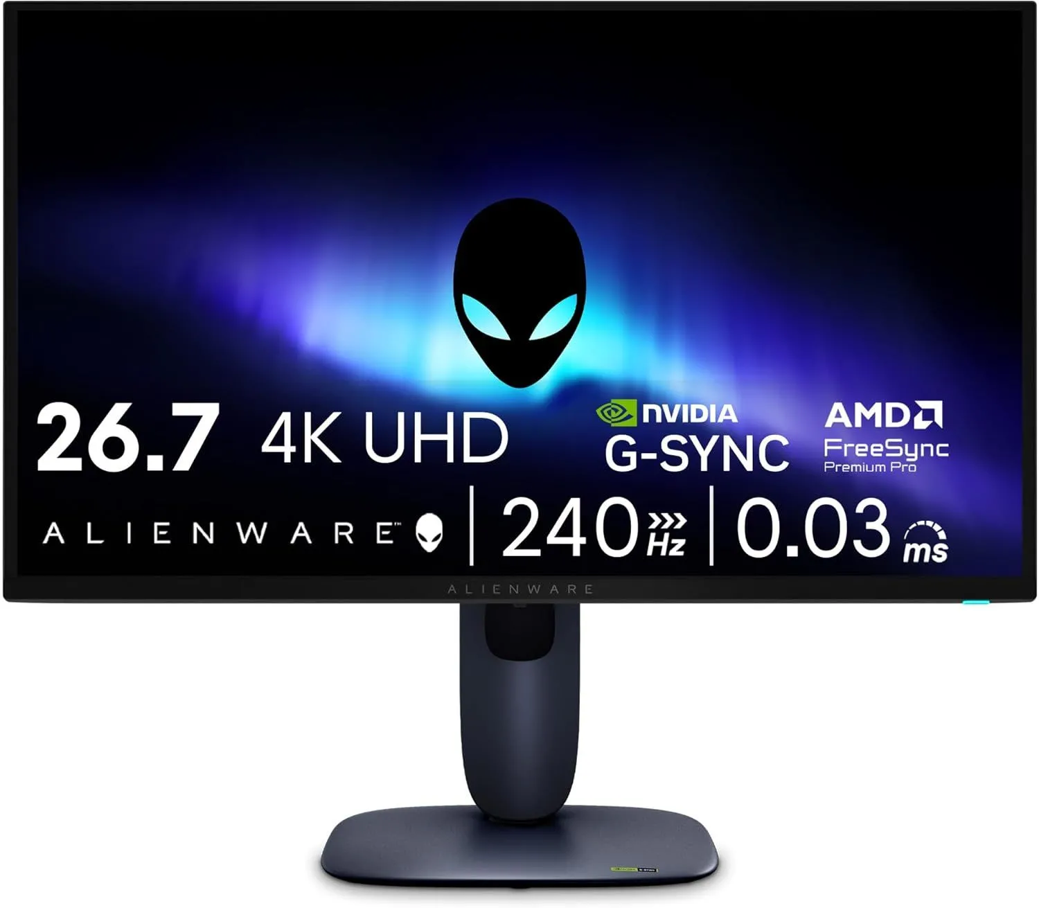 Màn hình gaming Alienware AW2725Q 27 inch hiển thị màu sắc sống động và thiết kế hiện đại trên bàn làm việc