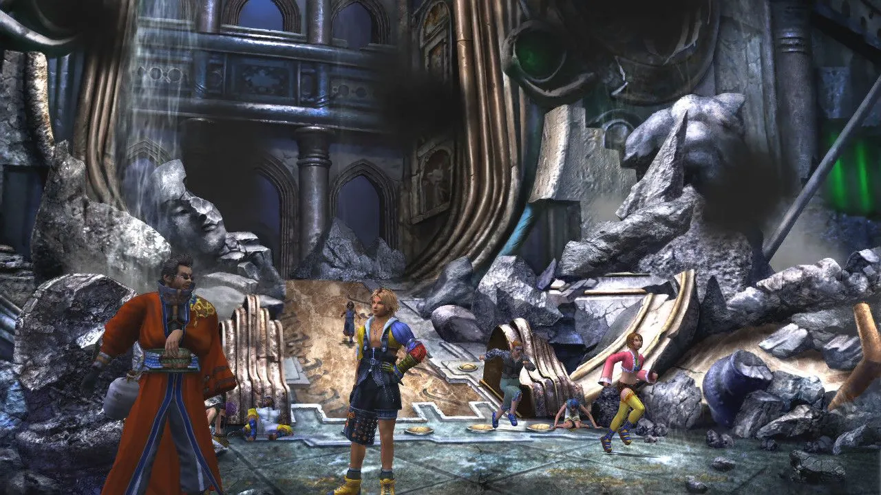 Màn hình giới thiệu Final Fantasy X Remastered với các nhân vật chính Tidus và Yuna trong trang phục chiến đấu.