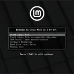 Màn hình khởi động GRUB của Linux Mint ở chế độ Live, hiển thị các tùy chọn boot từ USB để cài đặt hệ điều hành.