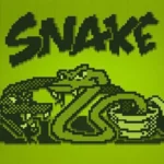 Màn hình menu của phiên bản Snake trên Nokia, thể hiện giao diện đơn giản và chú rắn pixel đặc trưng.