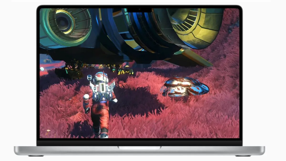 Màn hình trò chơi No Man's Sky đang chạy trên macOS, thể hiện đồ họa không gian.