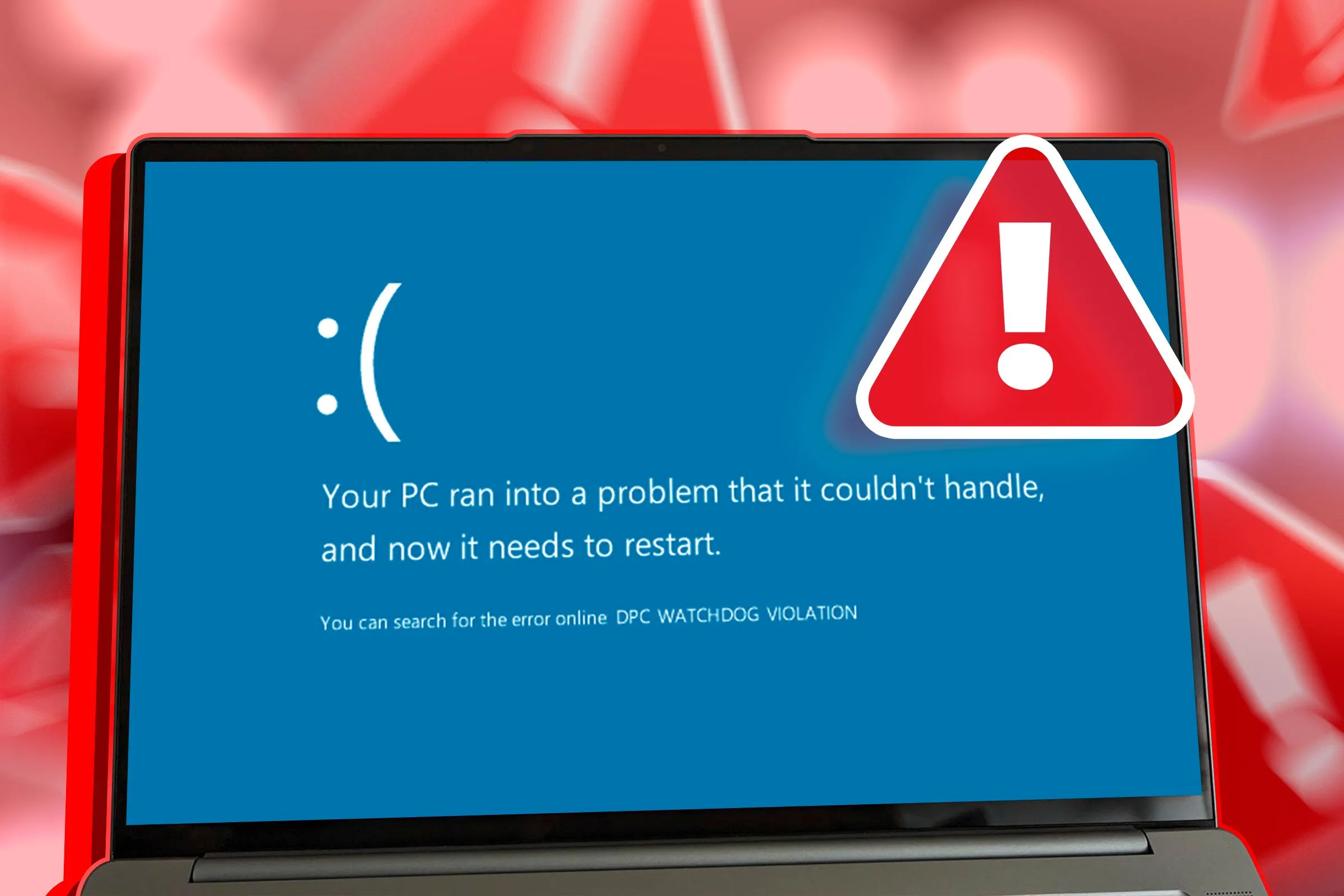 Màn hình xanh chết chóc (Blue Screen of Death) trên laptop Windows, biểu tượng cho các lỗi phức tạp và khó khắc phục.