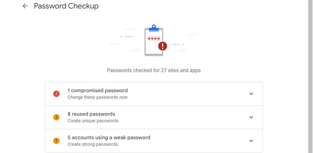 Mật khẩu Google bị rò rỉ hoặc yếu cần được thay đổi.