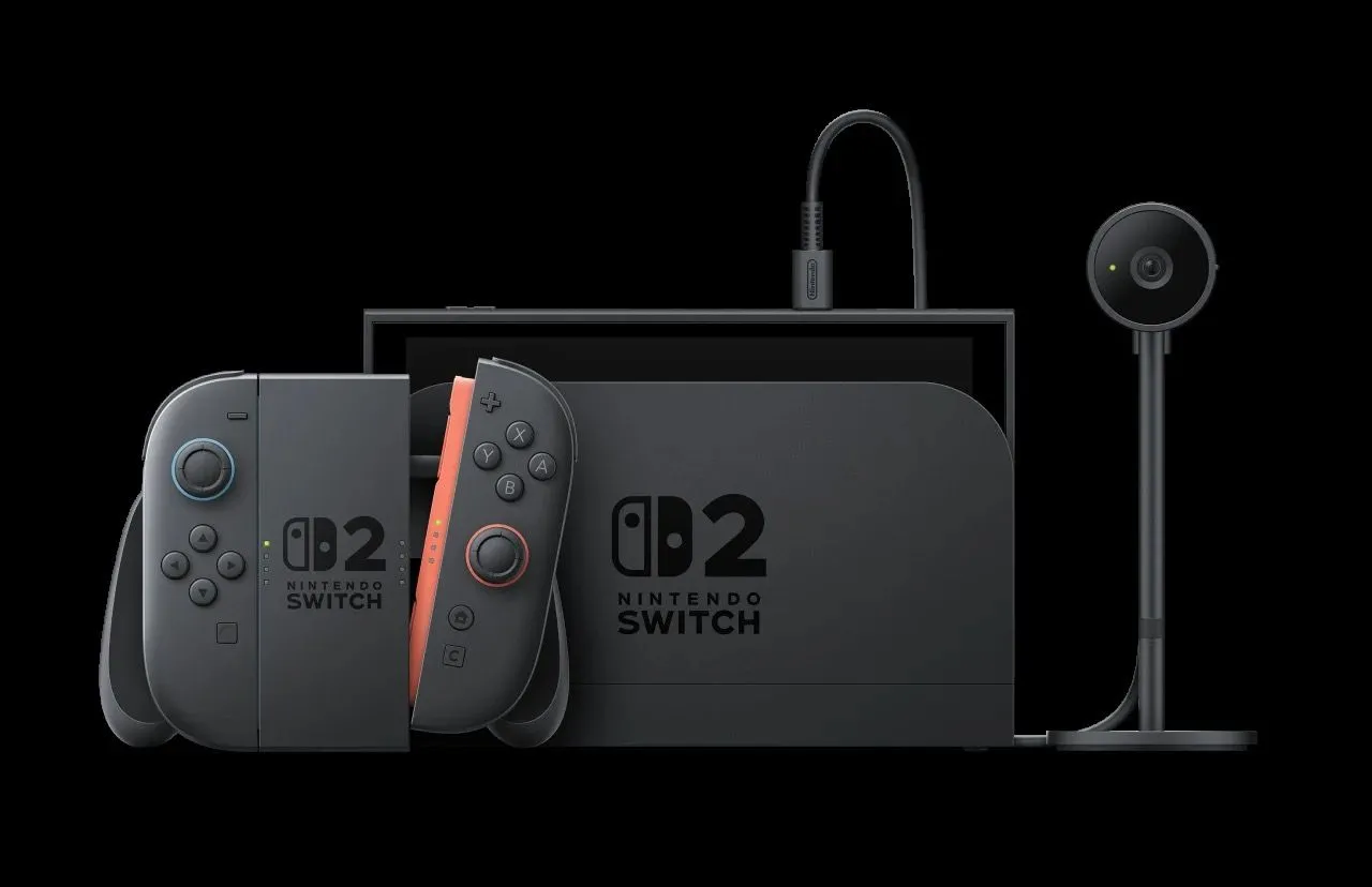Máy chơi game Nintendo Switch 2 được gắn kèm một thiết bị camera USB bên ngoài.