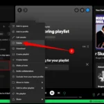 Menu chuột phải hiện ra tùy chọn "Xóa" playlist trên Spotify desktop.