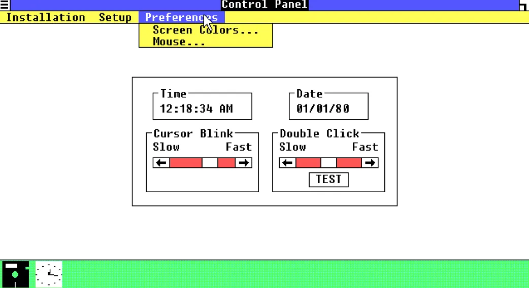 Menu thả xuống trong Windows 1.0