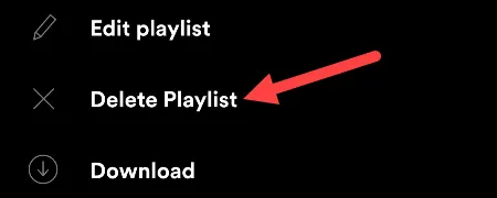 Menu tùy chọn hiển thị &quot;Xóa Playlist&quot; để gỡ bỏ danh sách phát.