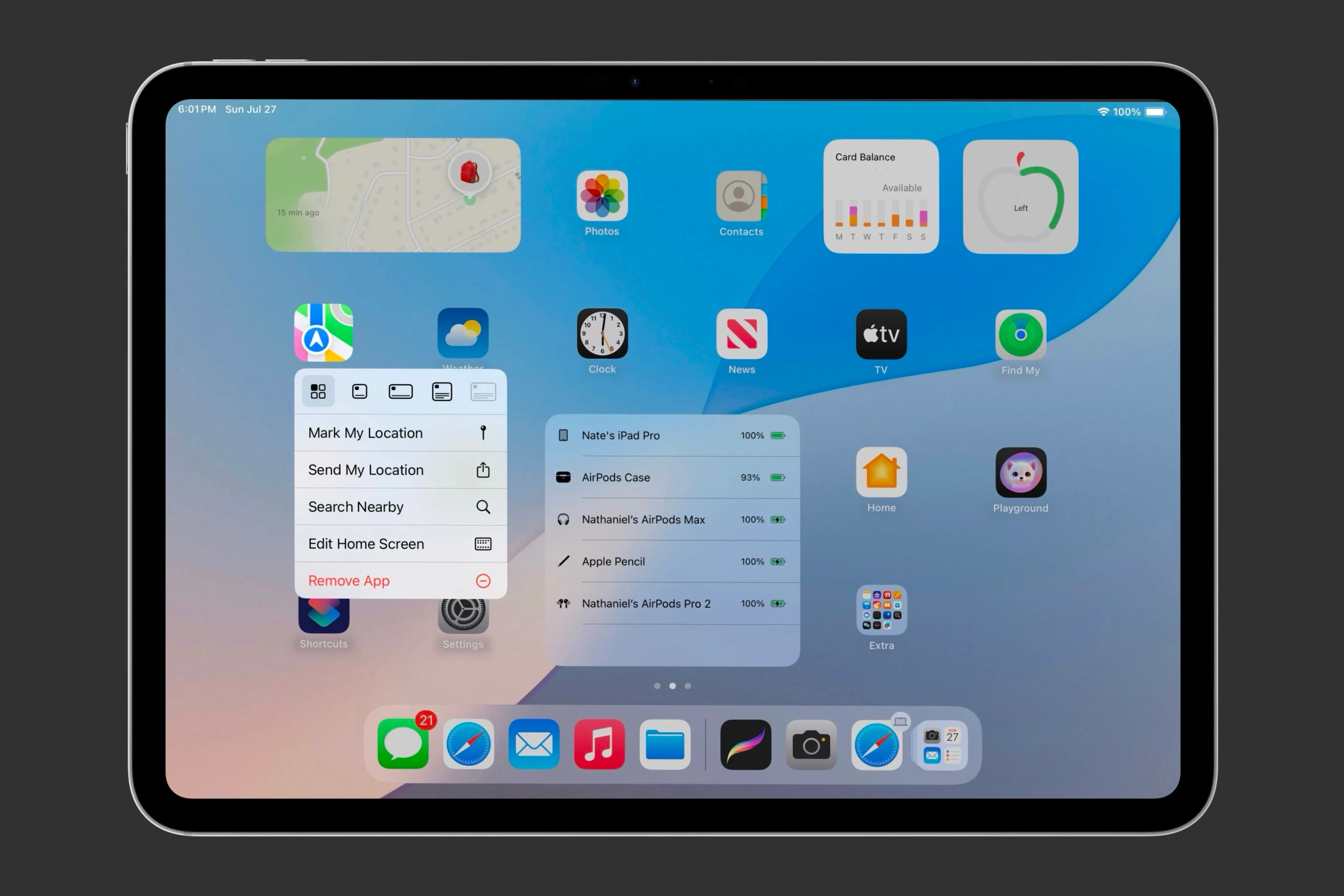 Minh họa Haptic Touch trên iPad với ứng dụng Bản đồ (Maps).