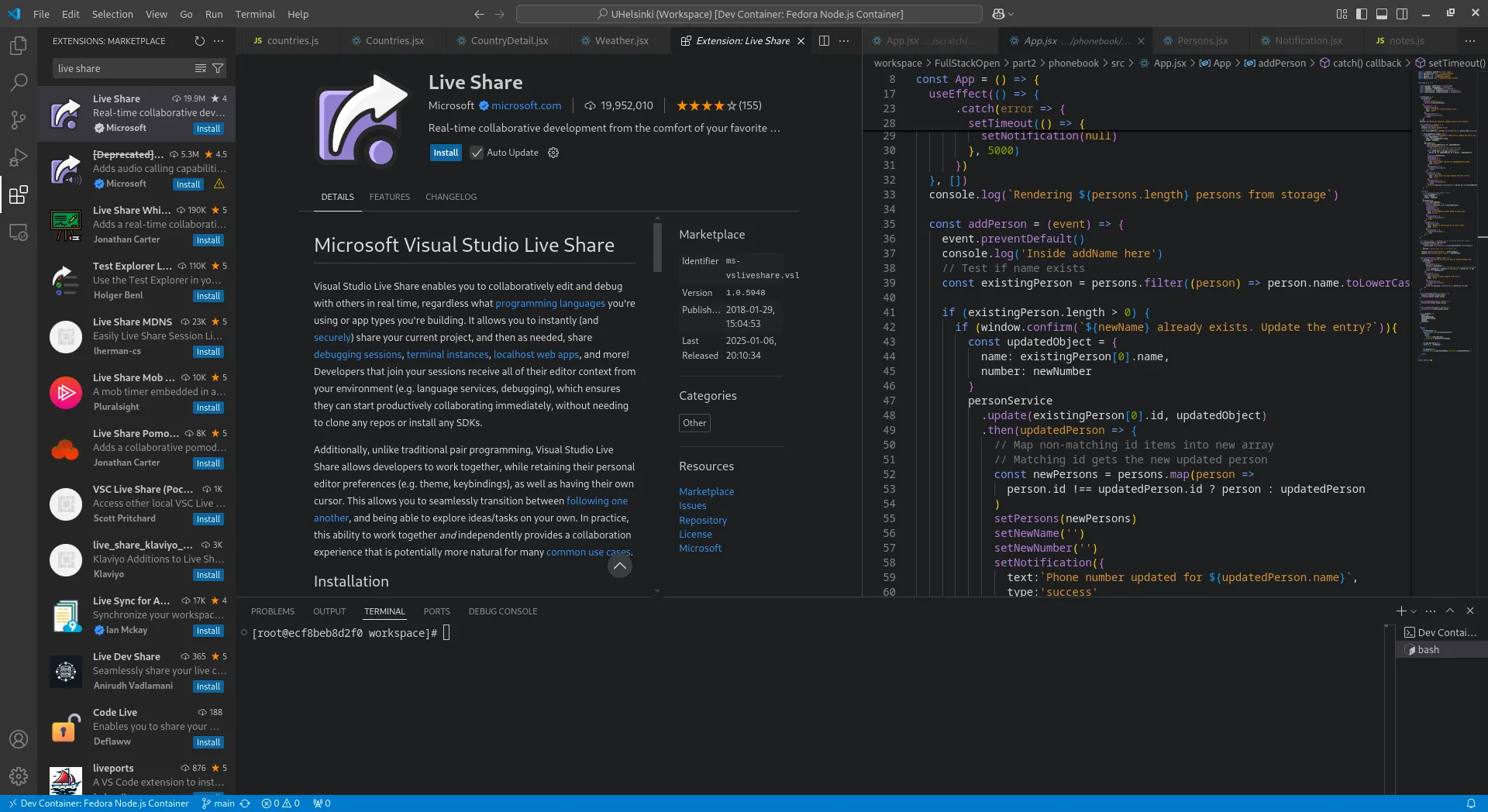 Mô tả tiện ích Live Share trong Visual Studio Code, hỗ trợ chia sẻ mã nguồn và cộng tác lập trình trong thời gian thực.