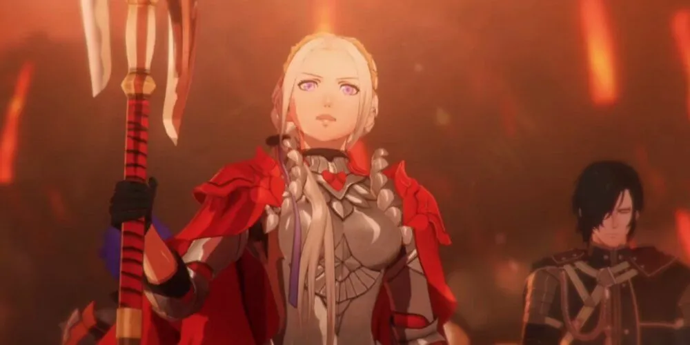 Một cảnh quan trọng trong Fire Emblem: Three Houses, thể hiện bối cảnh câu chuyện hoặc một sự kiện cụ thể.
