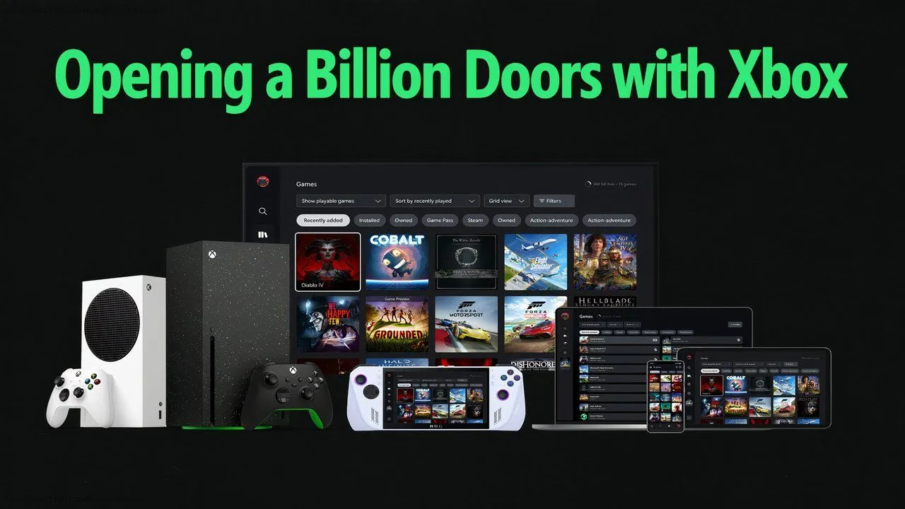 Một hình ảnh cho thấy một loạt các thiết bị có thể chơi hoặc truyền phát trò chơi Xbox