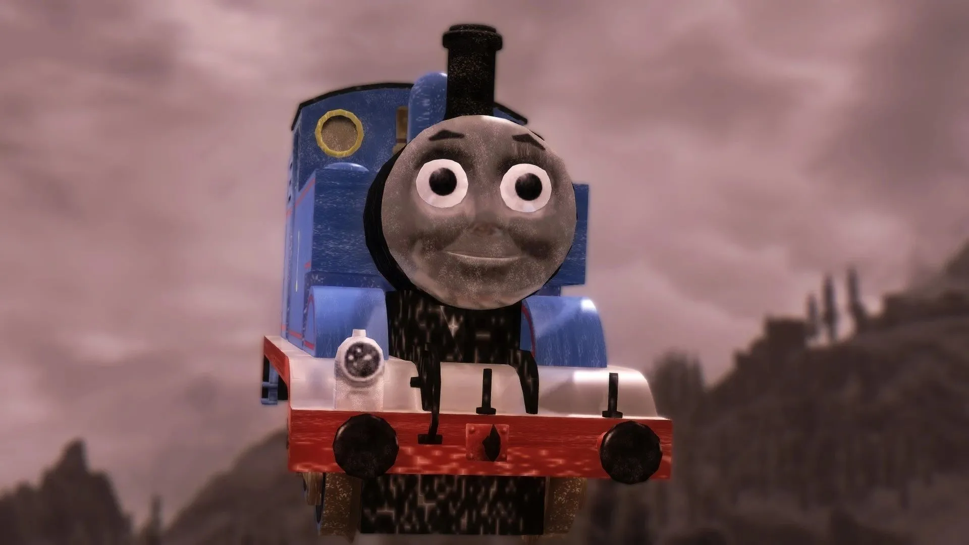 Một hình ảnh minh họa mod "Really Useful Dragons" của Skyrim, cho thấy Thomas the Tank Engine xuất hiện trong game.