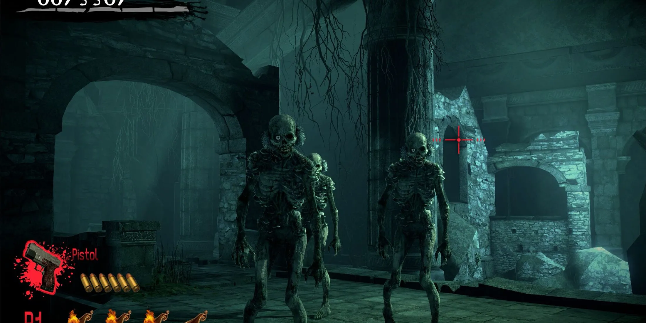 Một phân cảnh ghê rợn trong The House of the Dead 2: Remake, với zombie tấn công người chơi.