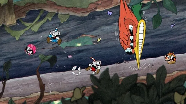 Nhân vật Cuphead trong game Cuphead, minh họa khái niệm hitbox không luôn trùng khớp hoàn toàn với mô hình nhân vật.