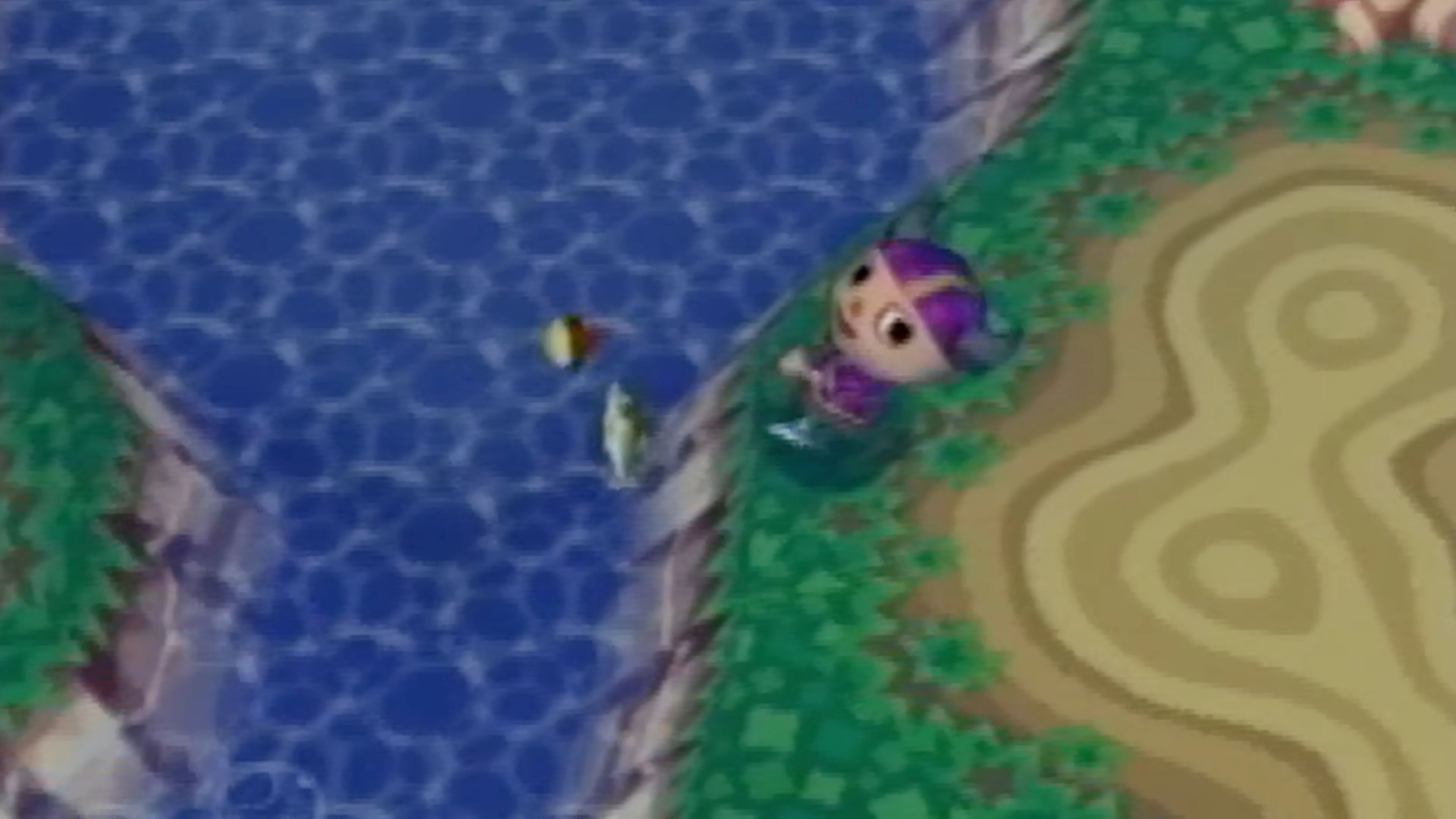 Nhân vật đang câu cá trong Animal Crossing, một hình ảnh quen thuộc của game mô phỏng cuộc sống thư giãn.