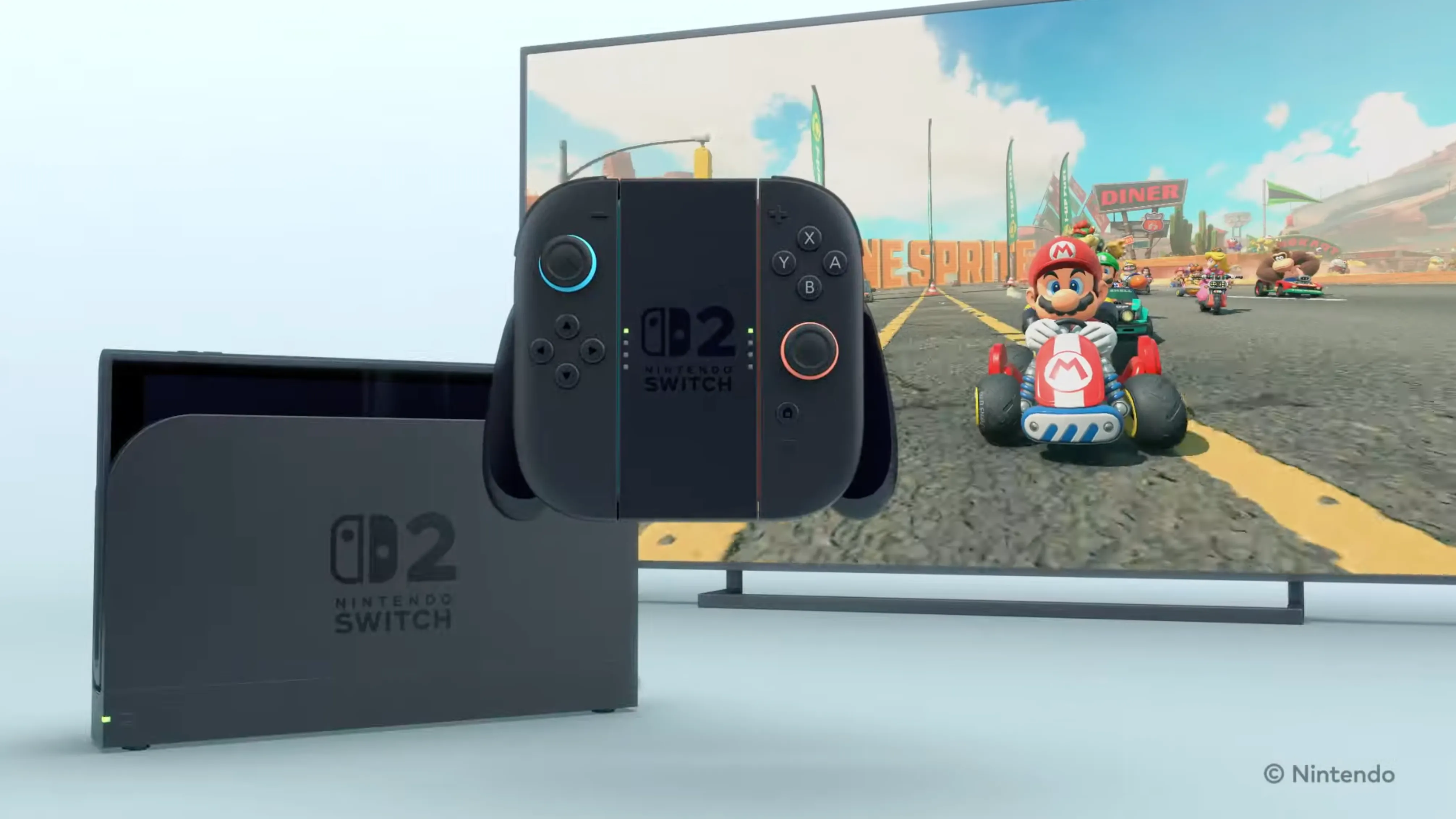 Nintendo Switch 2 đang chơi Mario Kart World khi đặt trên dock