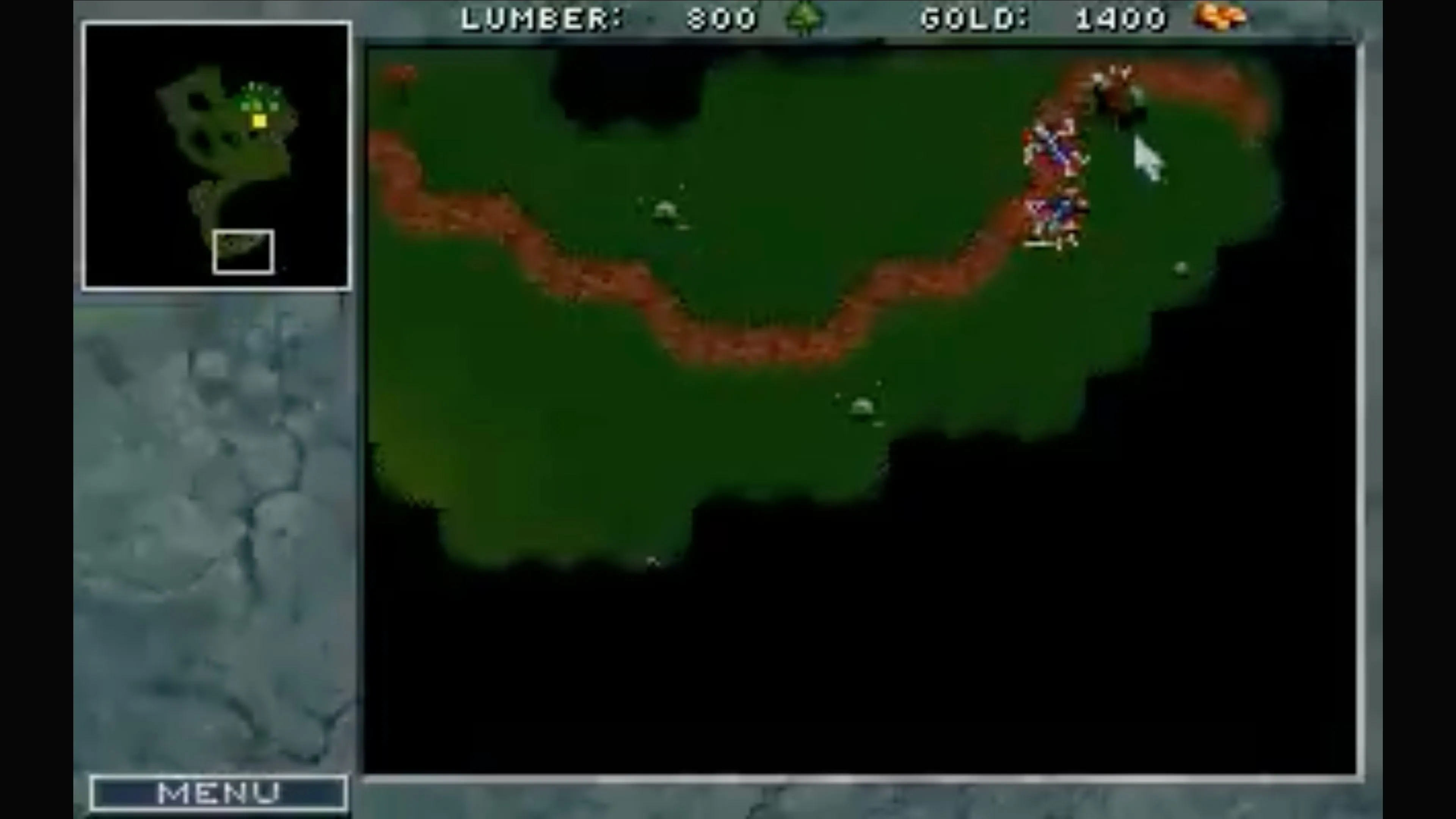 Quân đội Orc di chuyển qua bản đồ trong Warcraft: Orcs &amp; Humans.