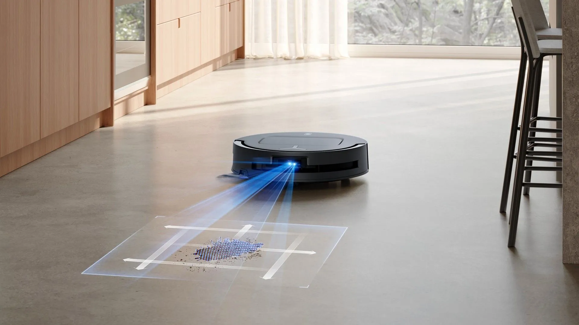 Robot hút bụi Ecovacs Deebot T80 Omni sử dụng AI để nhận diện và làm sạch khu vực