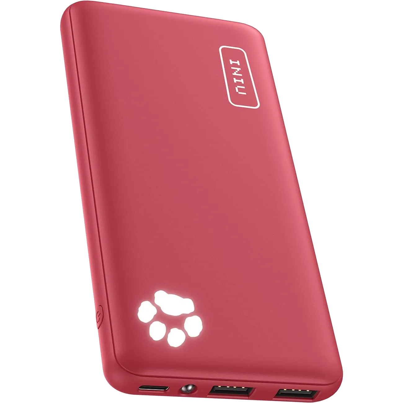 Sạc dự phòng INIU 10.000mAh màu đen đang sạc ba thiết bị cùng lúc.
