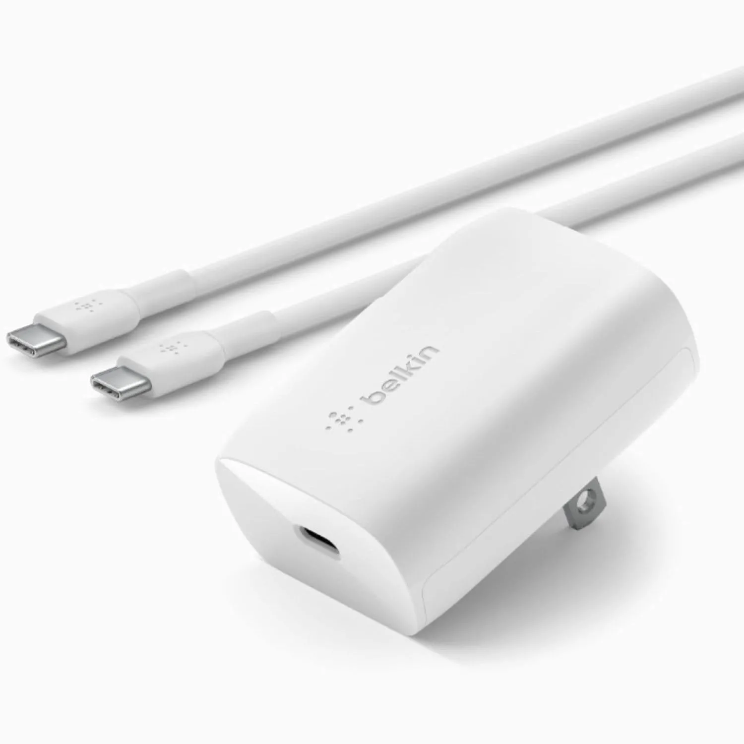 Sạc tường Belkin 30W USB-C màu trắng với cổng sạc nhanh