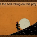 Sisyphus đang lăn tảng đá lên đồi trong game gõ phím Mondays: A Sisyphean Typing Game.