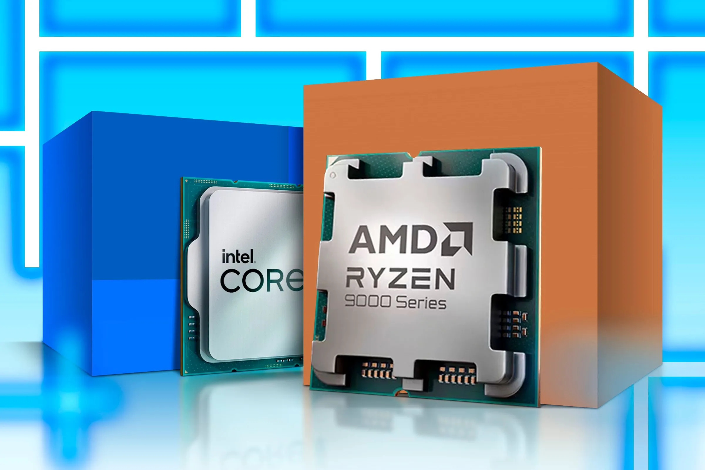 So sánh trực quan giữa chip Intel và AMD, thể hiện sự đa dạng và cạnh tranh trong thị trường bộ vi xử lý máy tính.