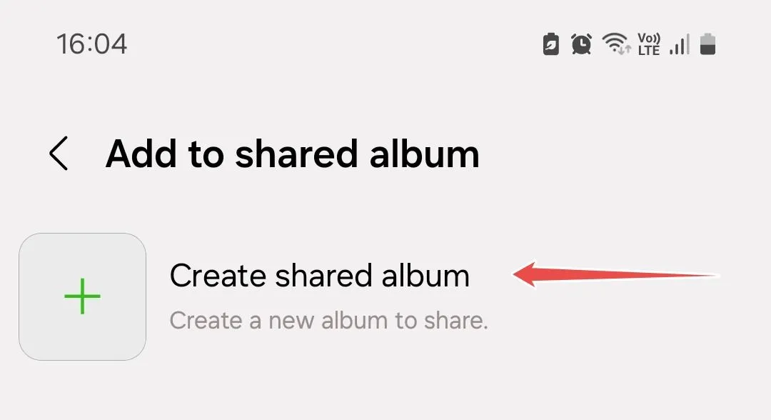 Tạo album chia sẻ mới trong ứng dụng Thư viện Samsung
