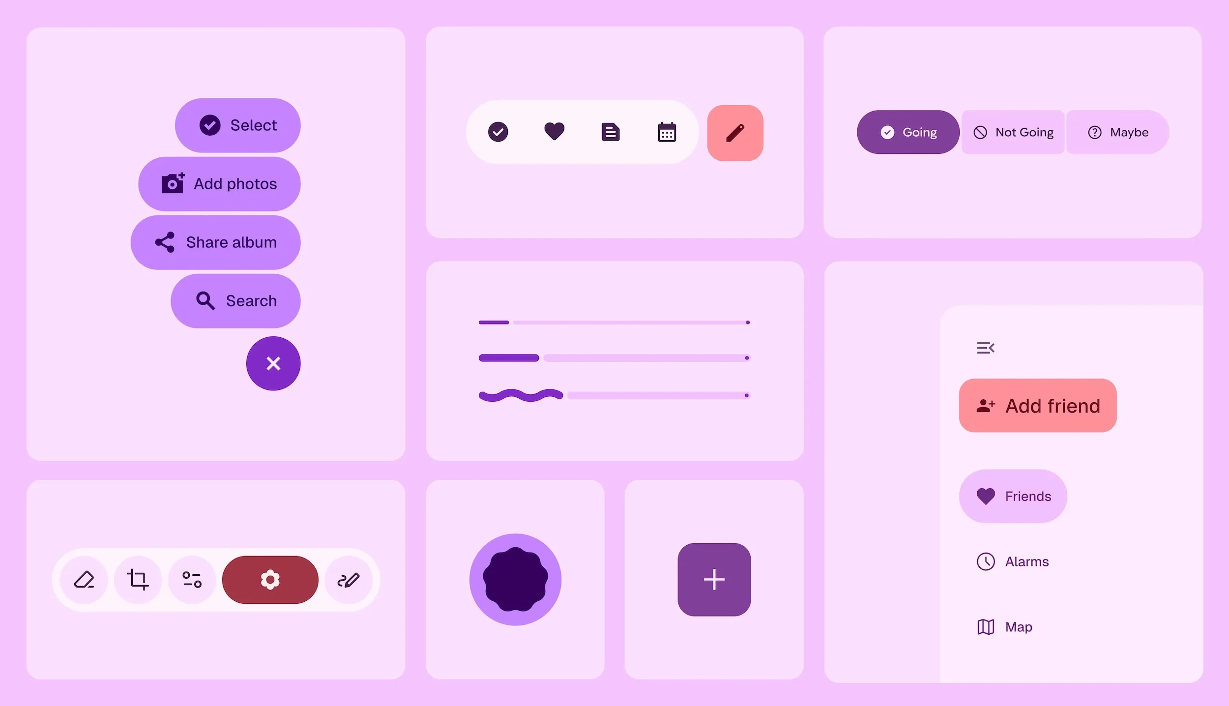 Thành phần giao diện người dùng Material 3 Expressive với các biểu tượng và văn bản được thiết kế lại.