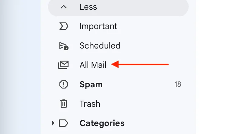 Thư mục Tất cả thư trong Gmail.