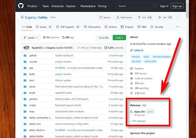 Tìm mục Releases để tải dự án từ GitHub