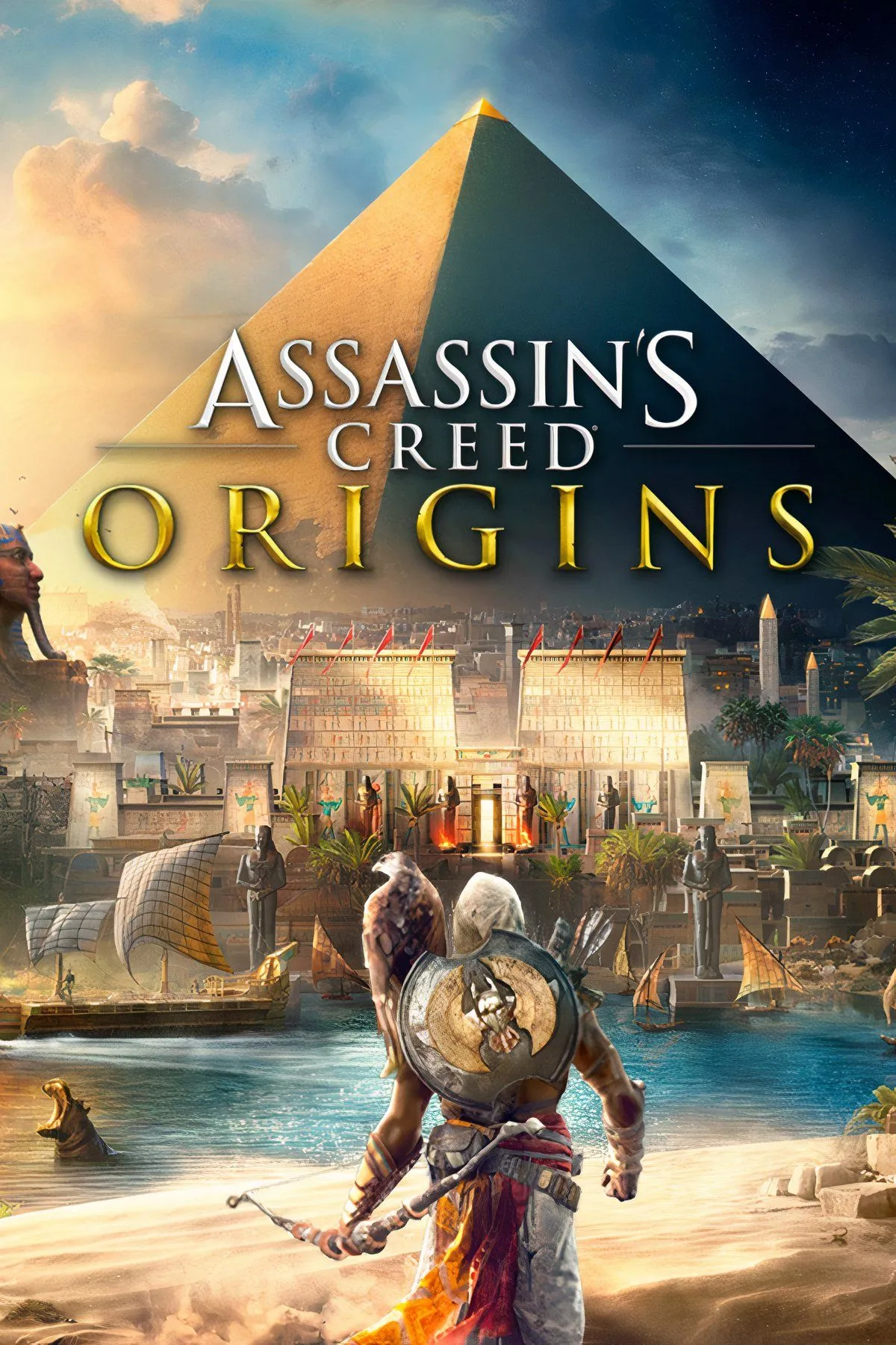 Tổng hợp các cảnh hành động và khám phá thế giới Ai Cập cổ đại trong Assassin's Creed: Origins, thể hiện sự chuyển mình thành ARPG.