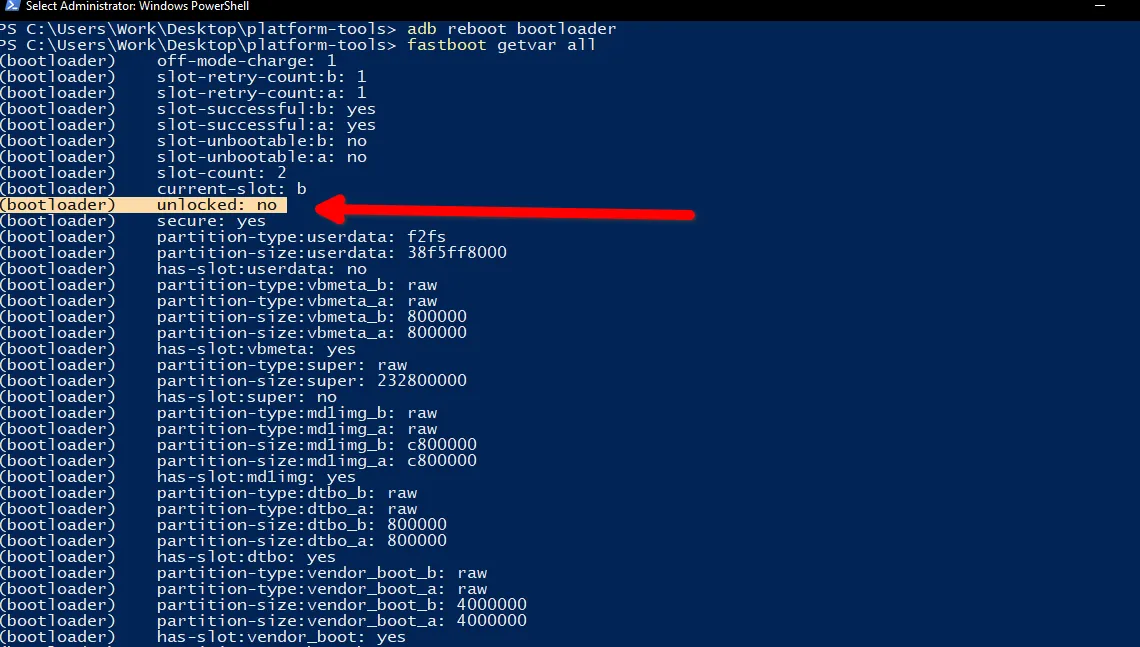 Trạng thái Bootloader đã được xác minh