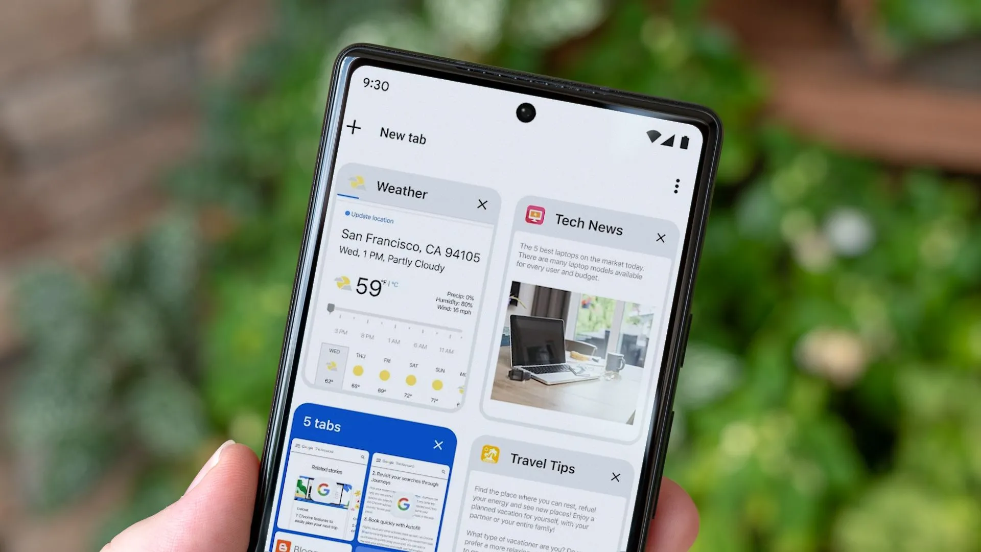 Trình duyệt Chrome trên điện thoại Android với nhiều tab đang mở, chuẩn bị hỗ trợ tiện ích mở rộng.