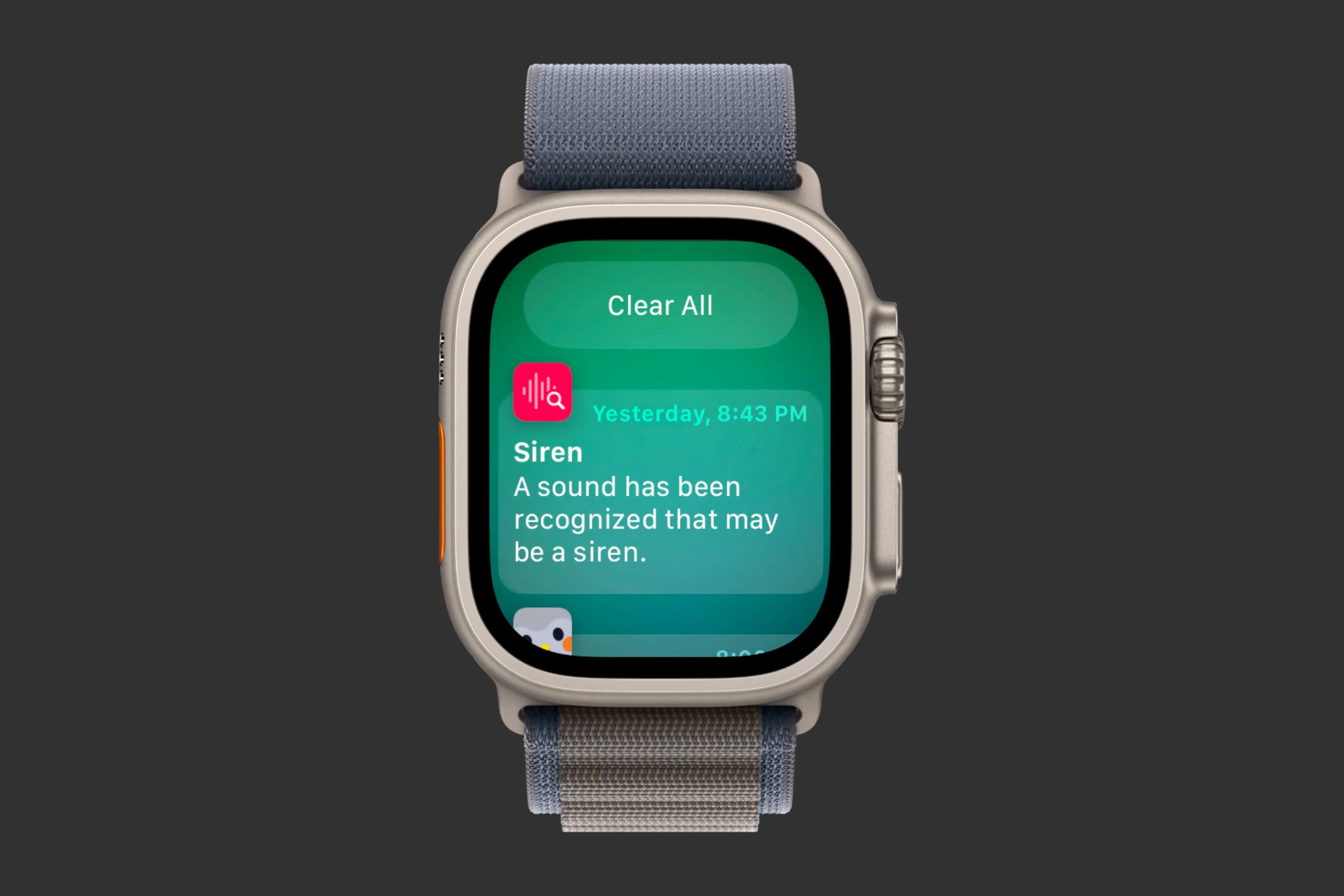 Tùy chọn xóa tất cả thông báo trong Trung tâm thông báo trên Apple Watch.