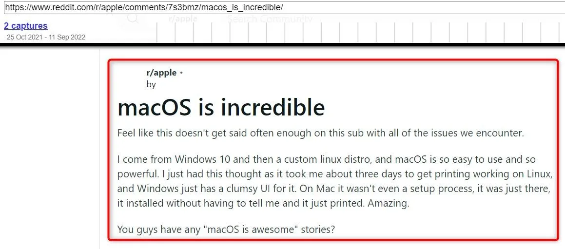 Xem nội dung bài đăng Reddit đã xóa được lưu trữ trên Wayback Machine